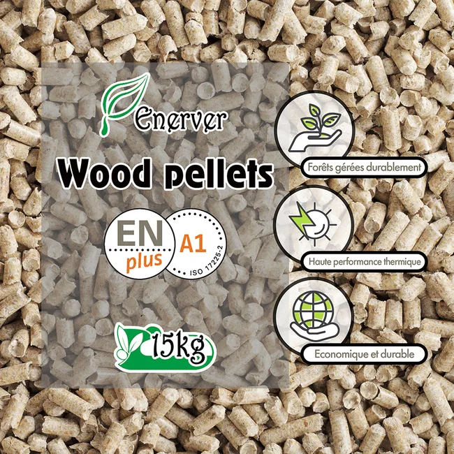 WOOD PELLETS - Houtpellets zak 15 KG - X80 zakken - 1200KG - ENERVER - Afbeelding 4